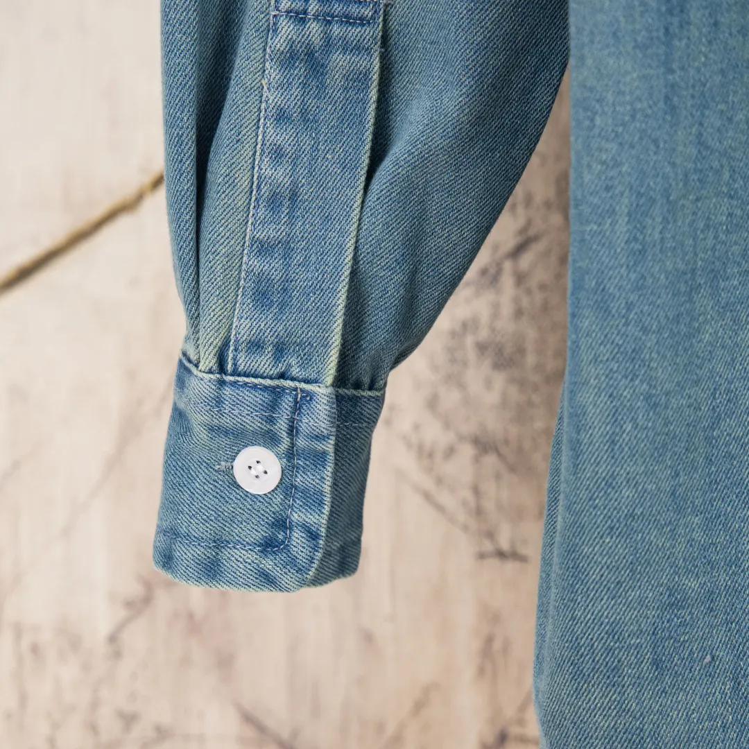 P300 zp version [exclusive supply] - Ralph Lauren/Ralph Lauren Four Seasons classic American retro Vintage style nostalgic washed red label denim long-sleeved shirt - 10X10 OE/super soft denim denim fabric ✅ - 100% restoration of workmanship, apricot three-strand washed thick thread ✅ - Custom dyed original transparent white buttons, size division ✅ - A versatile shirt that can be worn in all seasons, oversized version, translucent fading, can be worn alone It can also be worn as a layer as a coat or as an inner layer of a sweater. It has a slightly aged look and is washed and faded. It is naturally white. The upper body is retro and casual. It can save the mismatch. Color: Denim Blue Size: S M L XL Number: WW10741